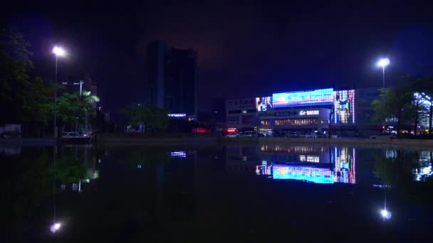 Zhuhai China September 2017 Penerangan Malam Zhuhai Kota Opera Terkenal — Stok Video