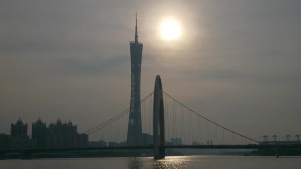 광저우 광저우 광저우 광저우 광저우 천문학과 중국에서 타워는 타워의 화려한 — 비디오