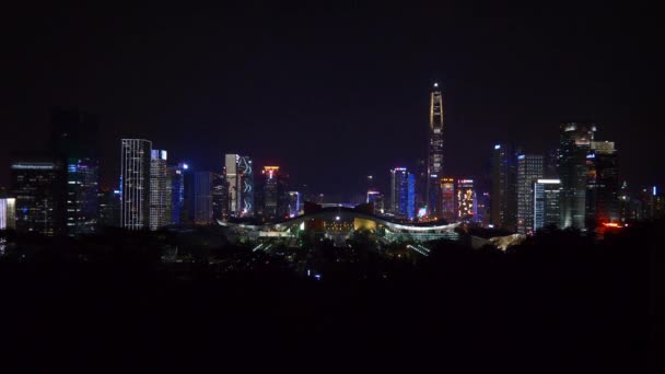 Çin gece ışıklı shenzhen cityscape — Stok video
