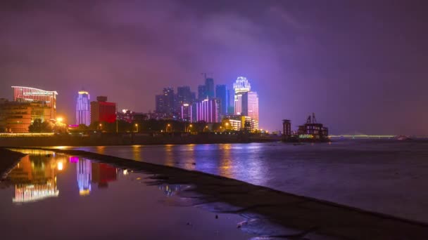 Cityscape Κίνηση Μήκος Πόδηα Της Πόλης Γουχάν Κίνα — Αρχείο Βίντεο