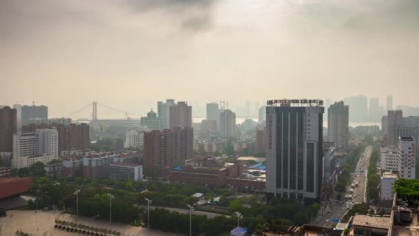 Stadsgezicht Beelden Van Wuhan Stad China — Stockvideo