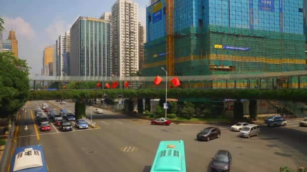 Китай День Час Шеньчжень Трафіку Панорама — стокове відео