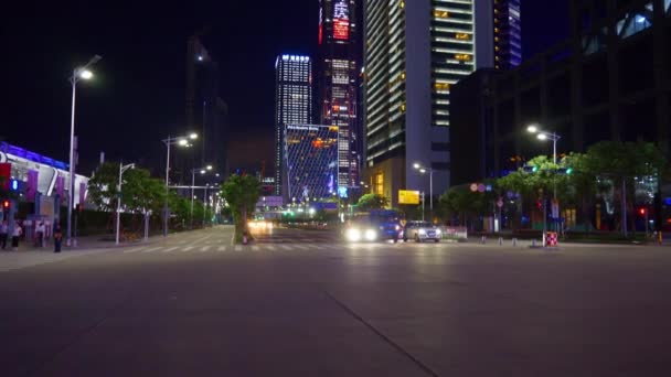 中国夜时间深圳交通全景4K — 图库视频影像