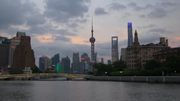 Famous Shanghai Cityscape Aerial Panorama China — Stock Video