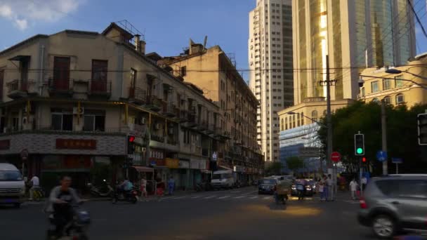 День Час Трафіку Вулицях Шанхаї Людьми Кадри Китай — стокове відео