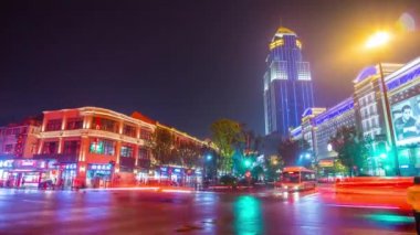 Zaman atlamalı gece cityscape Rating görüntüleri Wuhan City, Çin