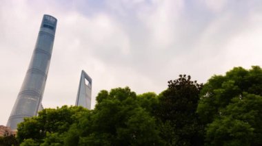Ünlü cityscape hava panorama 4k Çin shanghai