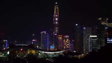 Çin gece ışıklı shenzhen cityscape