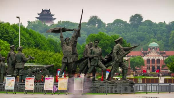 Wuhan andar baía ponte panorama — Vídeo de Stock