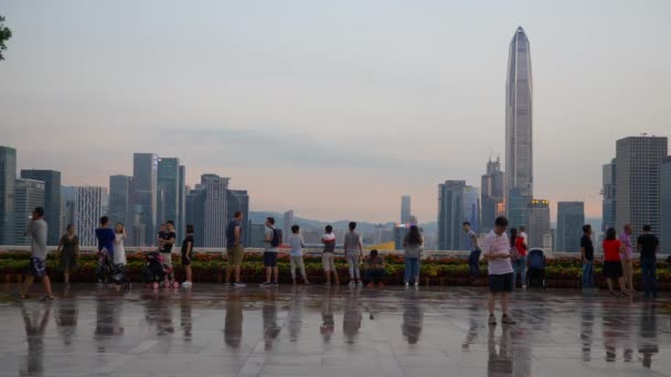 Shen Zhen Stadsbilden Trafik Med Människor Footage Panorama — Stockvideo