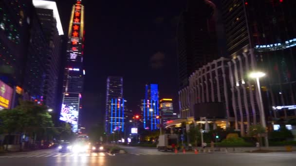 中国夜时间深圳交通全景4K — 图库视频影像