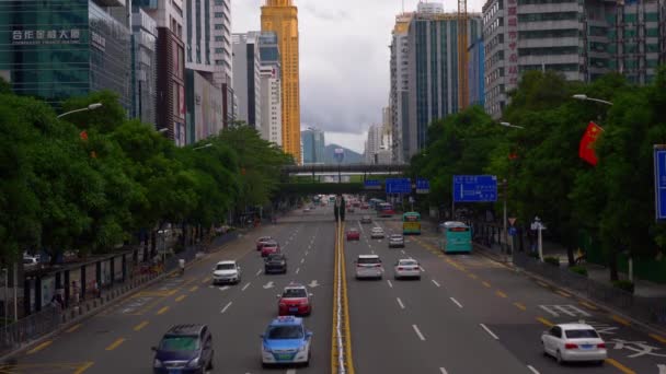 Shen Zhen Stadtbild Verkehrsaufnahmen Panorama — Stockvideo