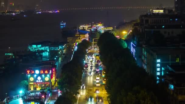 Time Lapse Notte Paesaggio Urbano Filmato Del Traffico Della Città — Video Stock