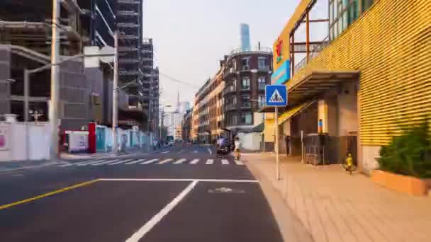 Dag Tijd Verkeer Shanghai Stadsgezicht Luchtfoto Panorama China — Stockvideo