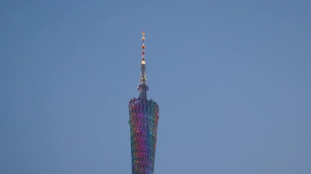 Гуанчжоу Січня Гуанчжоу Кантон Телевізійна Вежа Гуанчжоу Китай Барвисті День — стокове відео