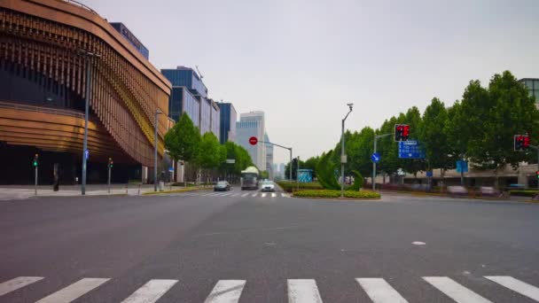 Trânsito Diurno Xangai Panorama Aéreo Paisagem Urbana China — Vídeo de Stock