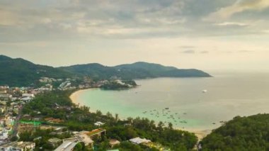 phuket Island sahil şeridi panoramik çekim. 4 k timelapse görüntüleri