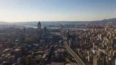 Gün zaman Taipei Rating cityscape panorama. 4 k görüntüleri Çin