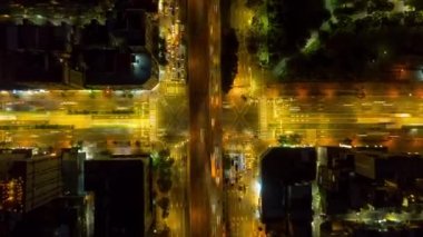 Gece saat Taipei Rating cityscape panorama. 4 k görüntüleri Çin