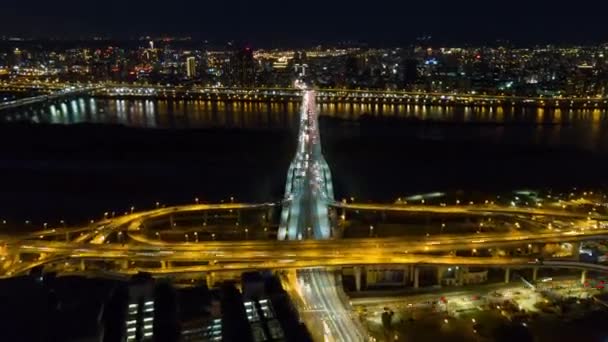 Malam Hari Taipei Lalu Lintas Cityscape Panorama Cakupan — Stok Video