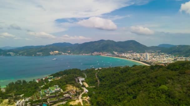 Panoramy Strzał Linii Wybrzeża Wyspy Phuket Timelapse Nagrania — Wideo stockowe