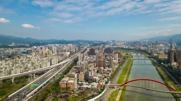 Dzień Czas Taipei Miejski Panorama Nagrania Chiny — Wideo stockowe