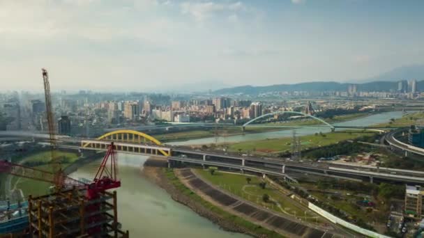 Hora Dia Taipei Panorama Paisagem Urbana Tráfego Imagens China — Vídeo de Stock