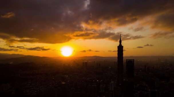Éjszakai Taipei Városkép Panoráma Felvételeket Kína — Stock videók