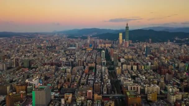 Tempo Giorno Taipei Panorama Del Paesaggio Urbano Filmati Cina — Video Stock