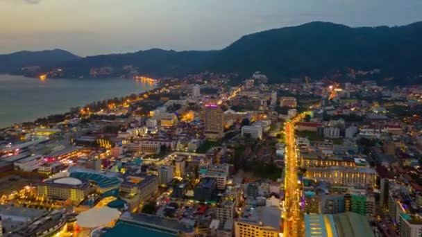 Panorama de la costa nocturna en Phuket — Vídeos de Stock