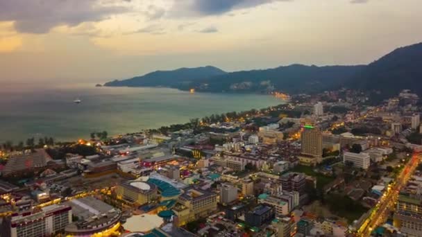 Panoramatickém Záběru Linie Pobřeží Ostrova Phuket Timelapse Záběry — Stock video