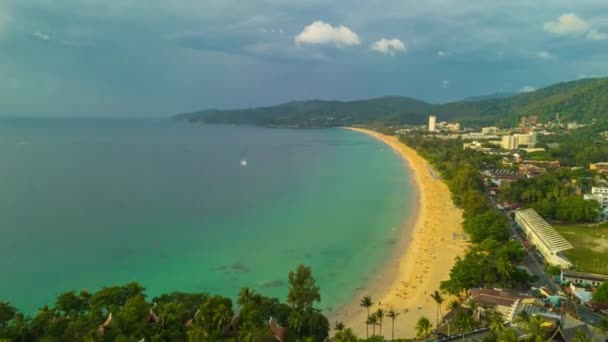 Panorama Shot Van Beroemde Resort Strand Van Phuket Eiland Timelapse — Stockvideo