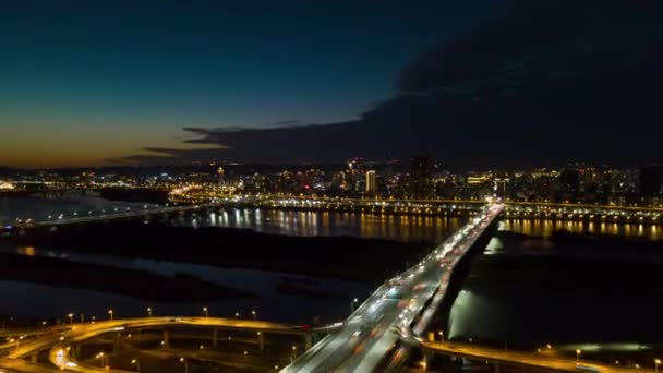 Nacht Tijd Taipei Verkeer Stadsgezicht Panorama Beelden China — Stockvideo