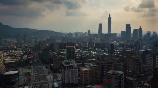 Nap Idő Taipei Városkép Panoráma Felvételeket Kína — Stock videók