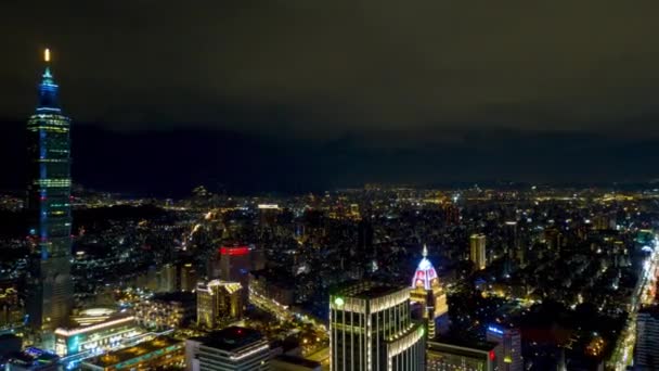 Panorama Paysage Urbain Taipei Nocturne Images Chine — Video