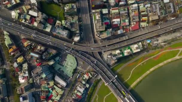 Tiempo Día Taipei Paisaje Urbano Tráfico Panorama Material Archivo China — Vídeos de Stock