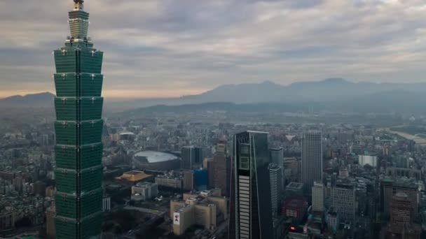 Panorama Paysage Urbain Taipei Nocturne Images Chine — Video