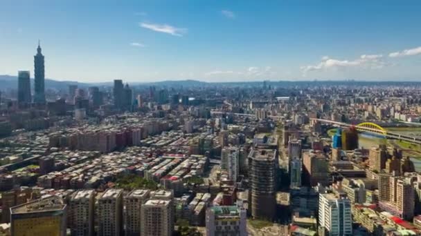 Gün Zaman Taipei Cityscape Panorama Görüntüleri Çin — Stok video