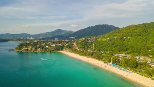 Plano Panorámico Famosa Playa Turística Phuket Island Imágenes Del Timelapse — Vídeos de Stock