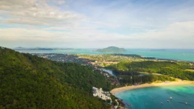 ünlü tatil Beach phuket Adası'nın panoramik çekim. 4 k timelapse görüntüleri