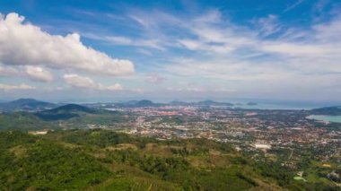 Phuket Adası Buda dağ günbatımı panorama 4k zaman atlamalı Tayland