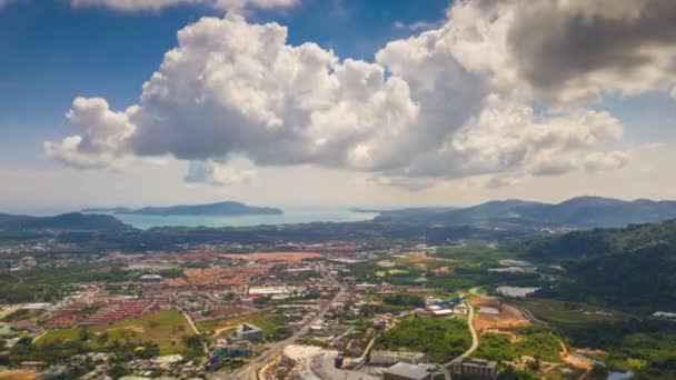 Острів Фукет Будда панорама гірського заходу сонця 4k проміжок часу Таїланд — стокове відео