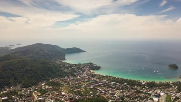 Strzał Panorama Plaży Słynnego Kurortu Wyspy Phuket Timelapse Nagrania — Wideo stockowe