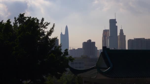 Σεν Zhen Cityscape Πλάνα Ημέρα Ώρα Πανόραμα — Αρχείο Βίντεο