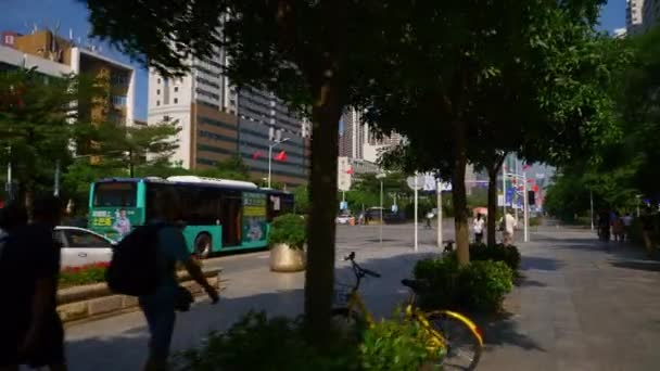 Shen Zhen Stadsgezicht Verkeer Met Mensen Beeldmateriaal Panorama — Stockvideo