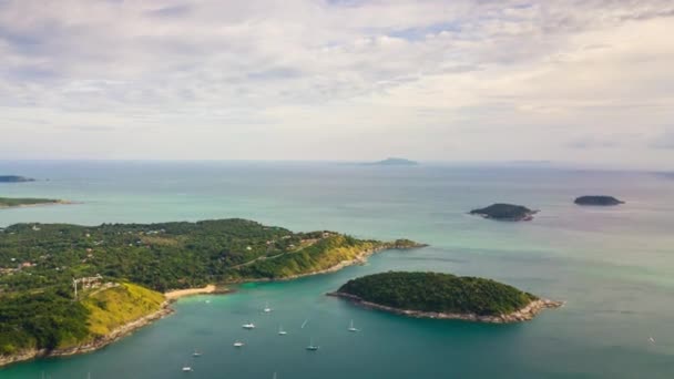 Panorama Shot Van Beroemde Resort Strand Van Phuket Eiland Timelapse — Stockvideo