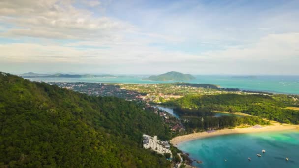 Panoramaaufnahme Des Berühmten Badestrands Der Insel Phuket Zeitraffer Aufnahmen — Stockvideo