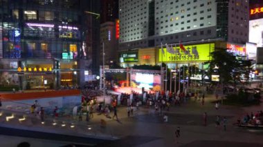 Shenzhen, Çin - Aralık 2017: kalabalık gece Panoramalı Oda 4k yaklaşık Aralık 2017 shenzhen, Çin.