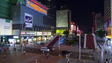 Shenzhen, Çin - Aralık 2017: kalabalık gece Panoramalı Oda 4k yaklaşık Aralık 2017 shenzhen, Çin.