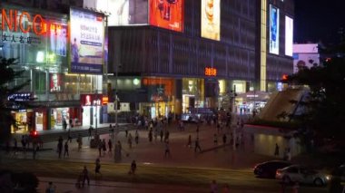 Shenzhen, Çin - Aralık 2017: kalabalık gece Panoramalı Oda 4k yaklaşık Aralık 2017 shenzhen, Çin.